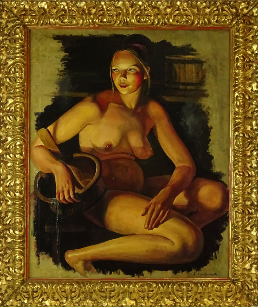 Russian oil painting on canvas in frame bearing signature Z. Serebriakova.