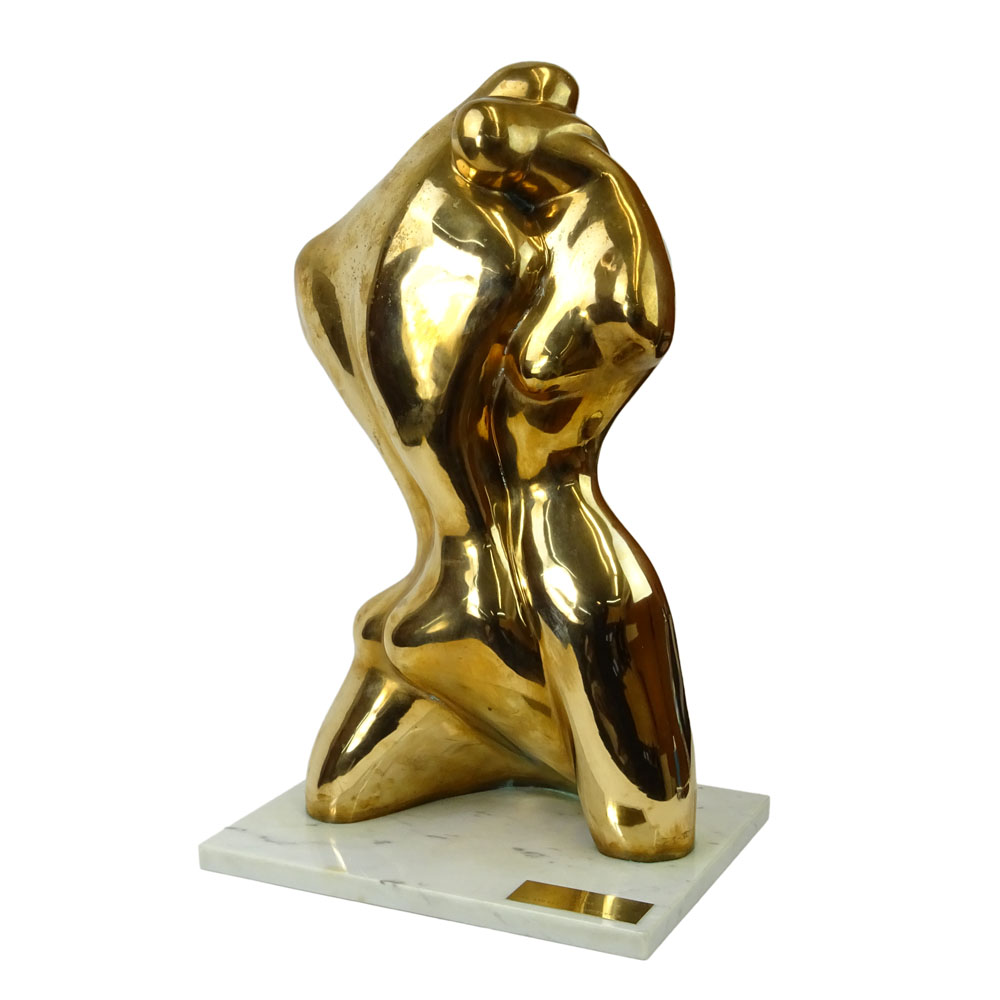 Manuel Carbonell, Cuban/American (born 1918) Bronze Sculpture on marble base "Lovers" 