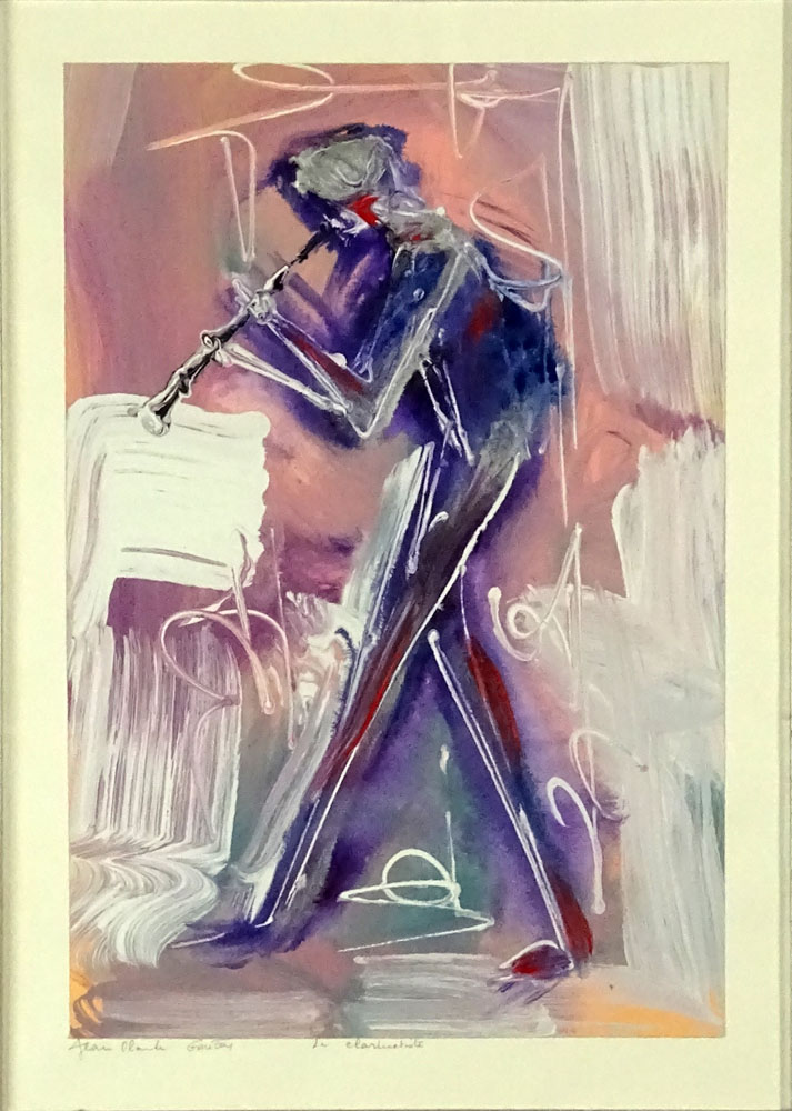 Jean-Claude Gaugy, French (b. 1944) Gouache on paper "Le Clarinetist".
