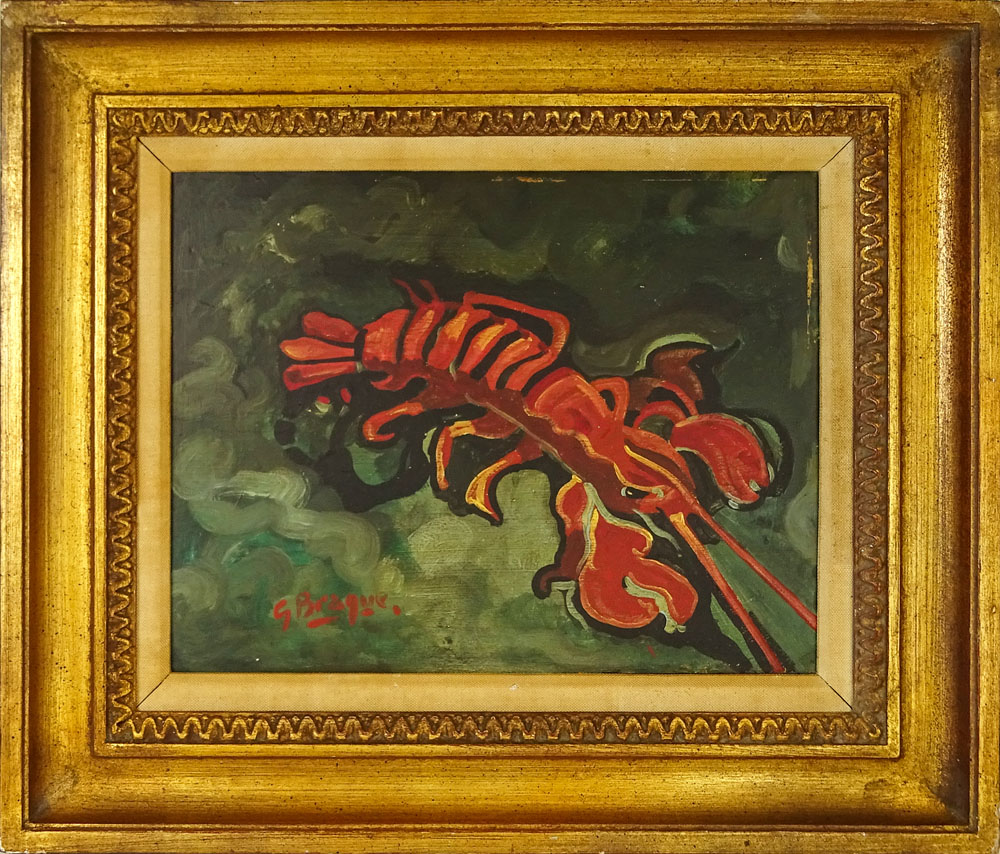 attributed to: Georges Braque, French (1882-1963) Oil on Cardboard "Le Homard"
