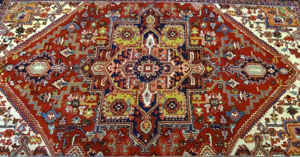 Semi-Antique Hamadan Persian Rug. Good condition with bright colors.