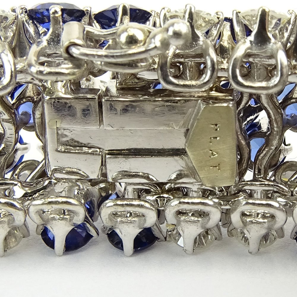 Very Fine Quality Approx. 26.0 Carat Round Brilliant Cut Diamonds, 30.0 Carat Round Cut Sapphire and Platinum Bracelet.