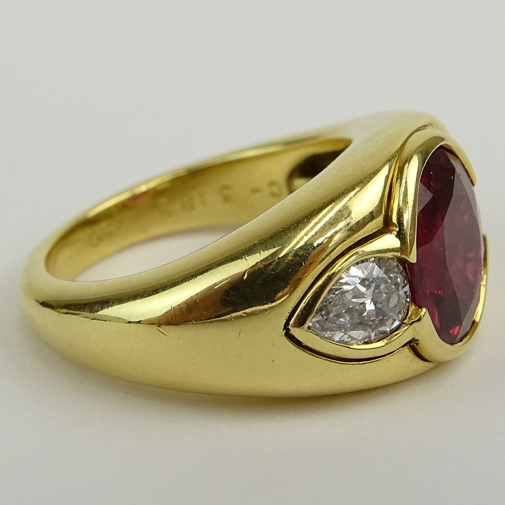 Vintage Bulgari 5.0 Carat Oval Cut Natural Ruby and 18 Karat Yellow Gold Ring