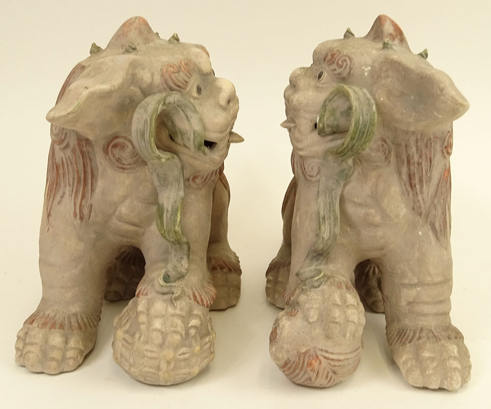 Pair Modern Chinese Pottery Foo Dogs.
