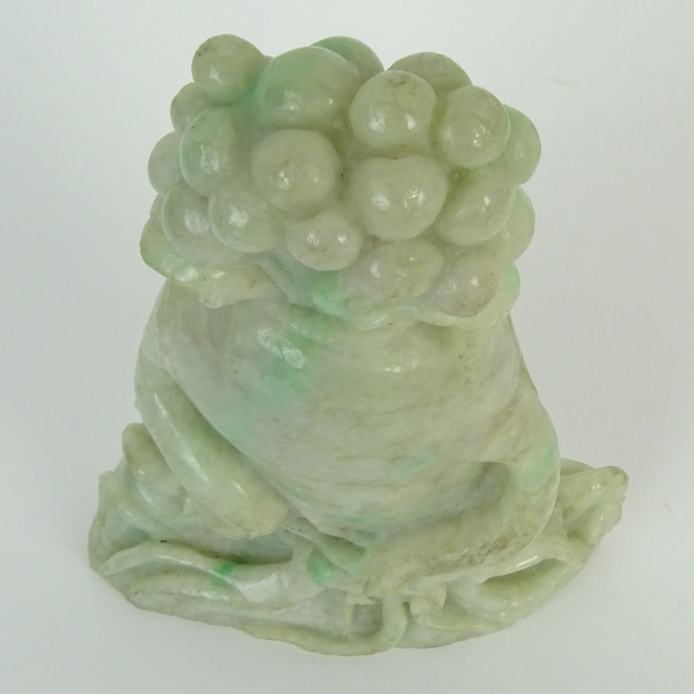 Chinese Mottled Green Jadeite Jade Carving, 