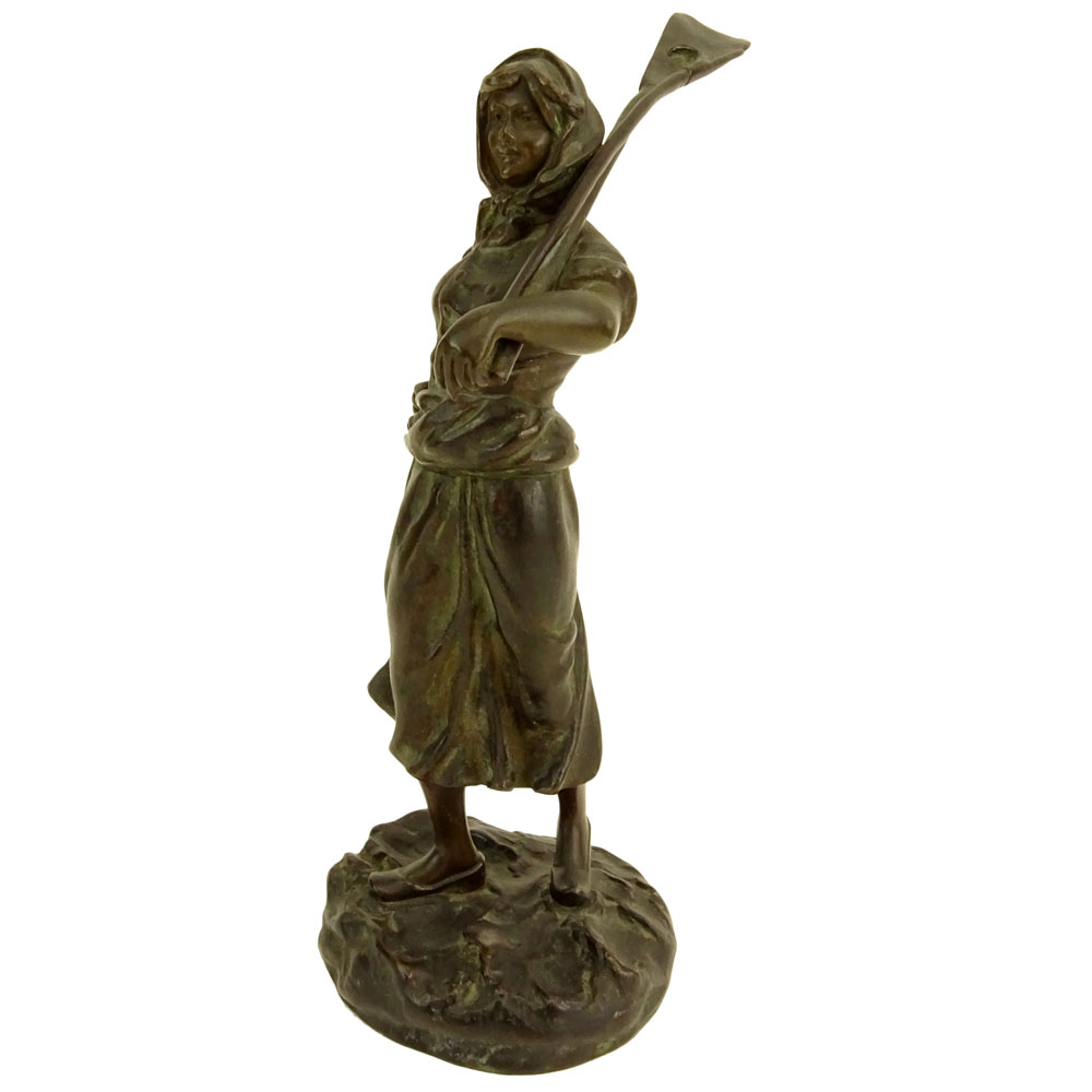 Georges Omerth, French (19-20th cent.) Bronze Sculpture, Peasant Woman. 