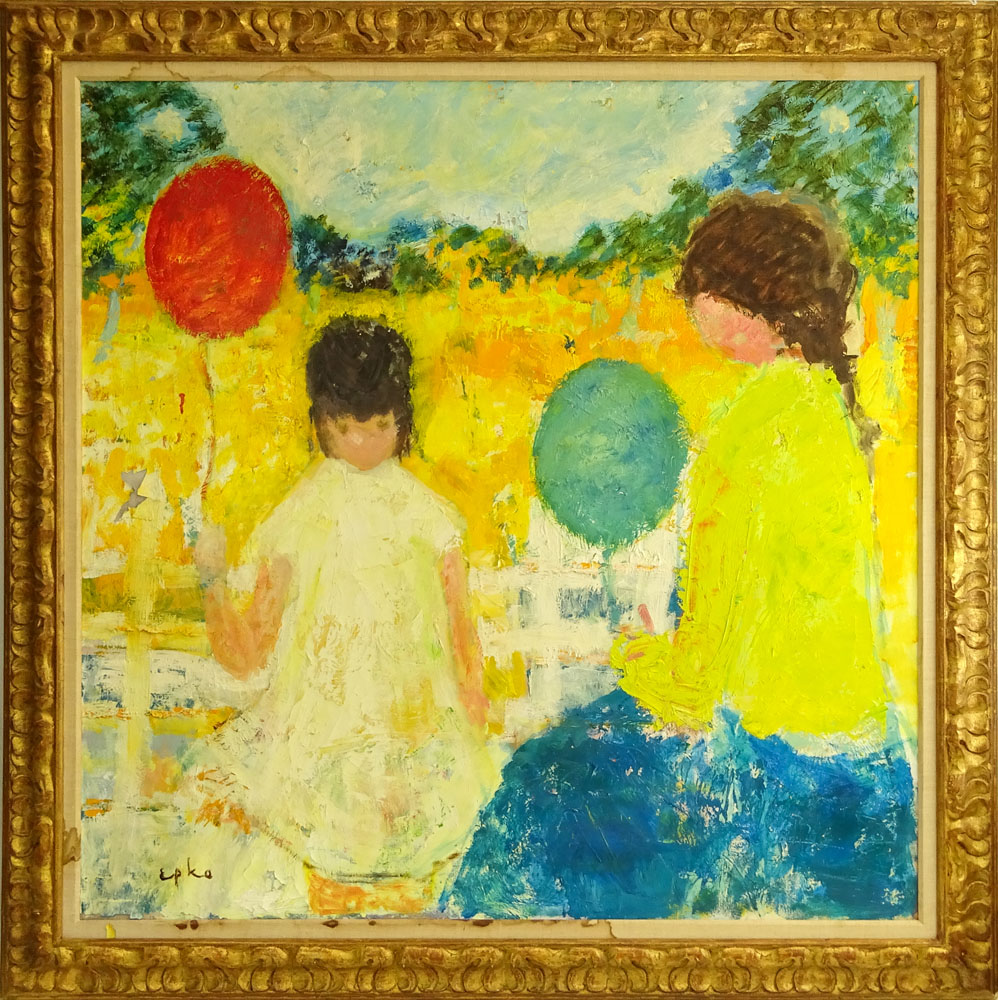 Willering Epko (1928) Oil on canvas "Children With Balloons"