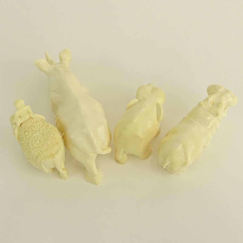 Collection of Four (4) Carved Ivory Animal Figures.