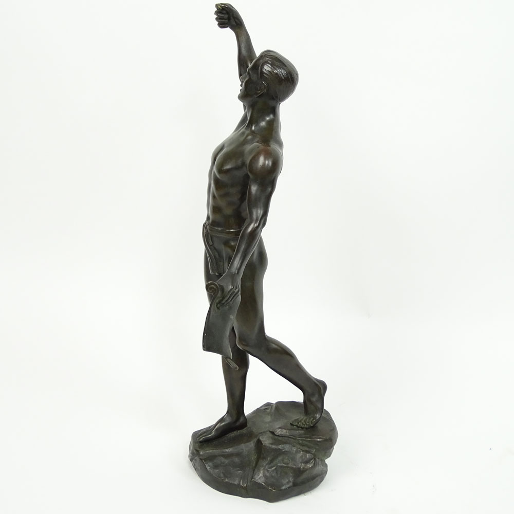 Otto Schmidt-Hofer, German (1873-1925) Bronze sculpture "Young athlete in victory pose"