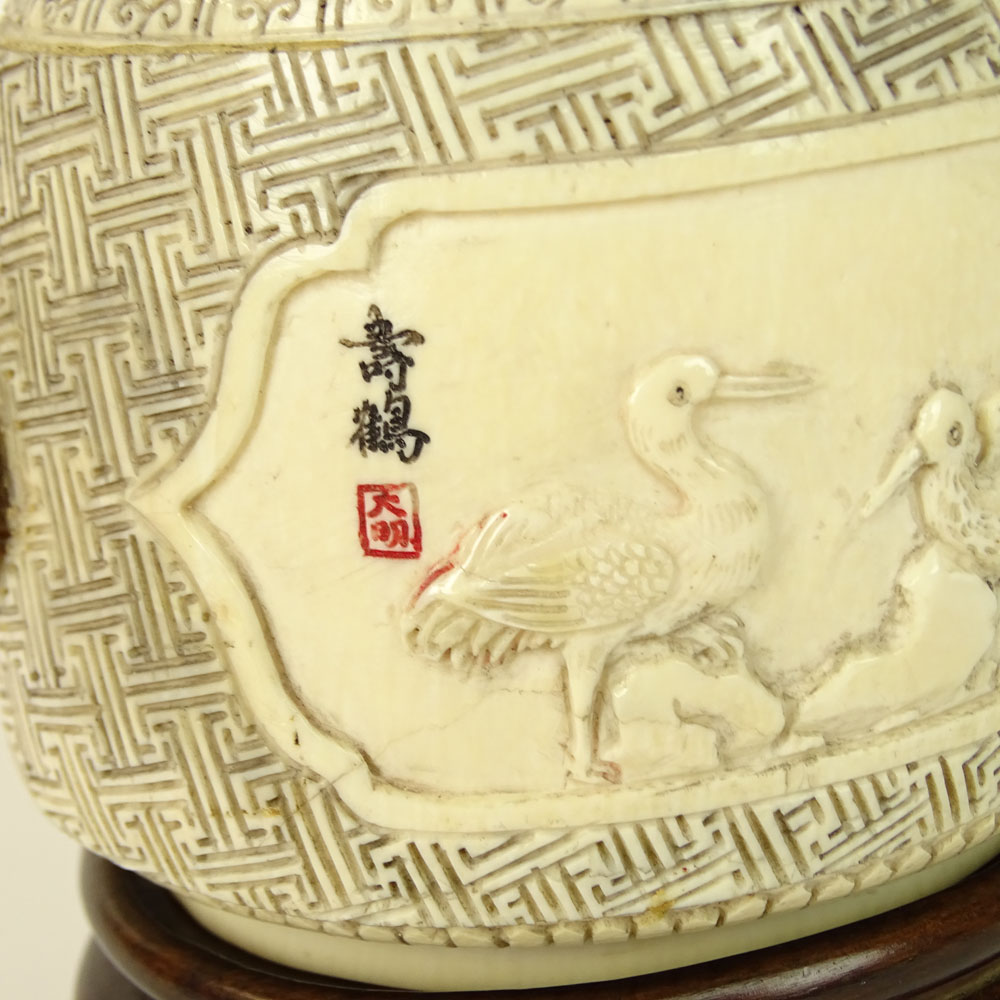 Antique Chinese Carved Ivory Teapot.