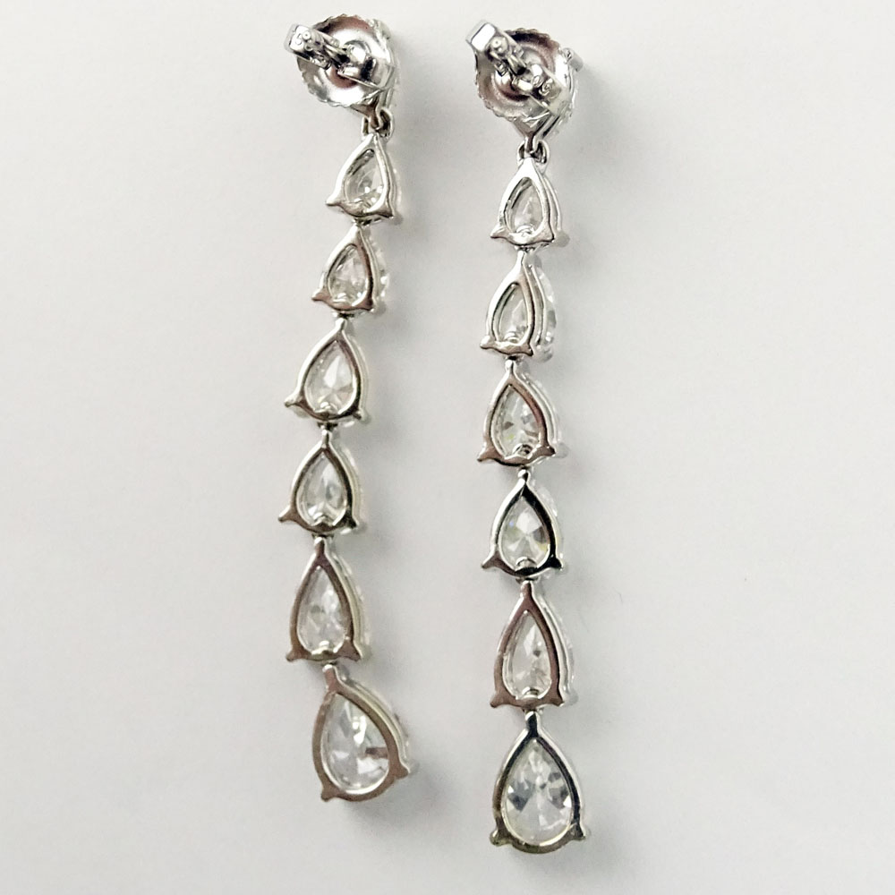 Beautiful Quality Approx. 8.0 Carat Pear Brilliant Cut Diamond and 18 Karat White Gold Earrings