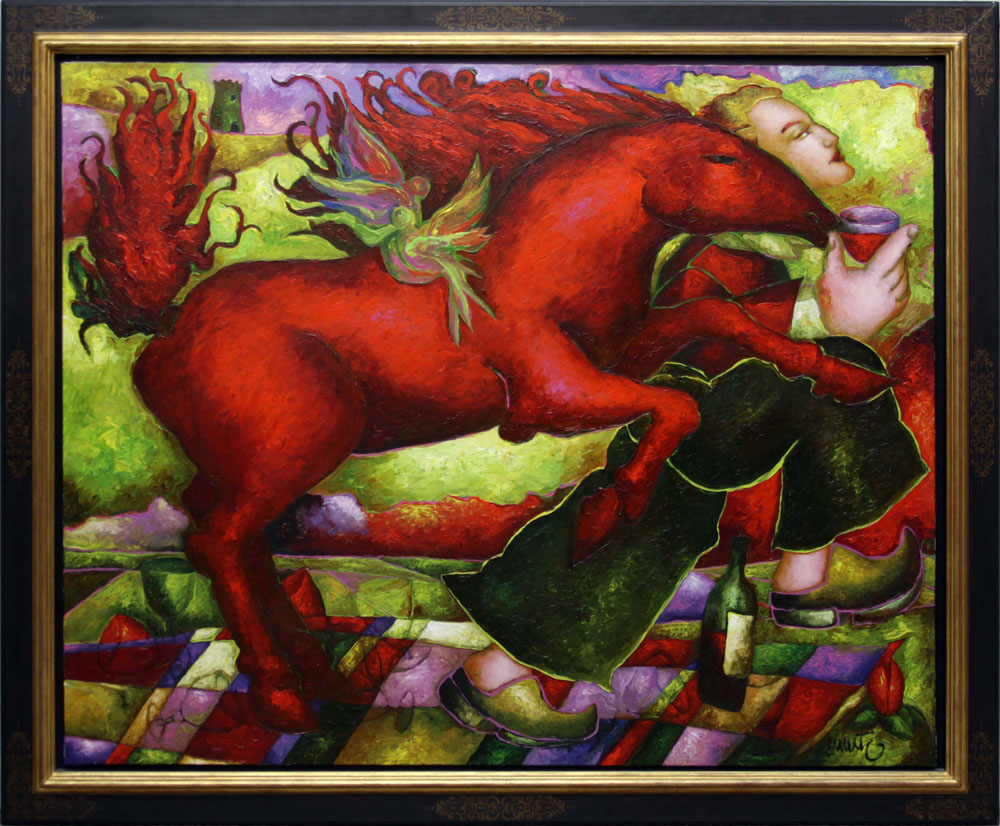 Ernesto, Portuguese/French (20th-21st century) Circa 2000 Oil on Canvas, "Le Cheval D'Orguiel". 