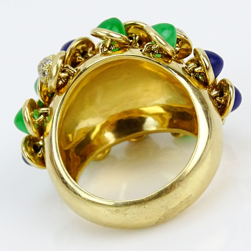 Cartier Diamond, Emerald, Lapis Lazuli and 18 Karat Yellow Gold Ring