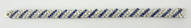 Vintage Spritzer & Furhmann Fine Quality 176 Round Brilliant Cut Diamond, 85 Round Brilliant Cut Sapphire and 18 Karat White Gold Bracelet