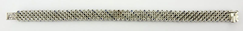Vintage Spritzer & Furhmann Fine Quality 176 Round Brilliant Cut Diamond, 85 Round Brilliant Cut Sapphire and 18 Karat White Gold Bracelet