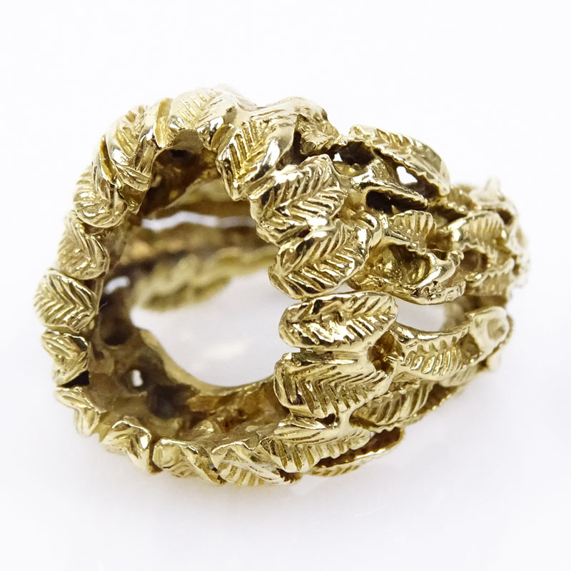 Vintage 14 Karat Yellow Gold Ring Jacket for Pear Shape Stone