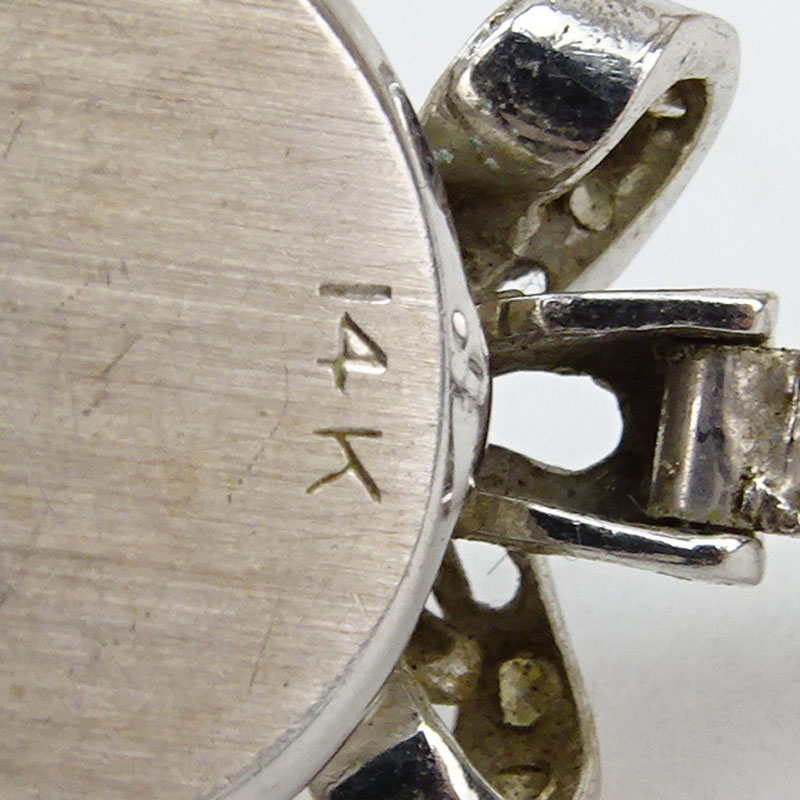 Lady's Vintage 14 Karat White Gold Bracelet Watch with Small Diamond Accents