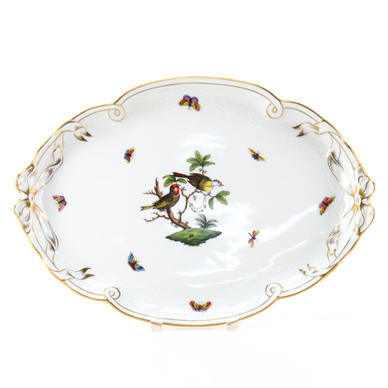 Herend Porcelain "Rothschild Birds" Oval Ribbon Tray