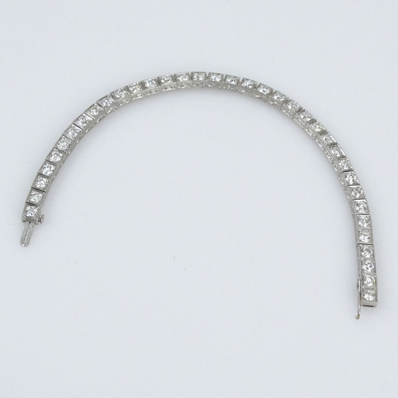 8.0 Carat Old European Cut Diamond and Platinum Line Bracelet.