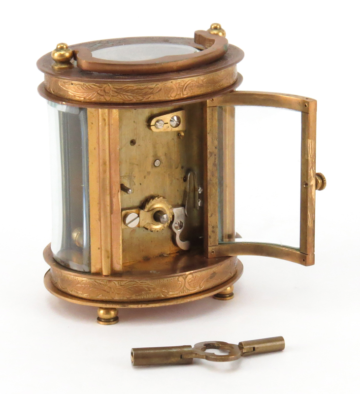 19th Century French Miniature Oval Carriage Clock