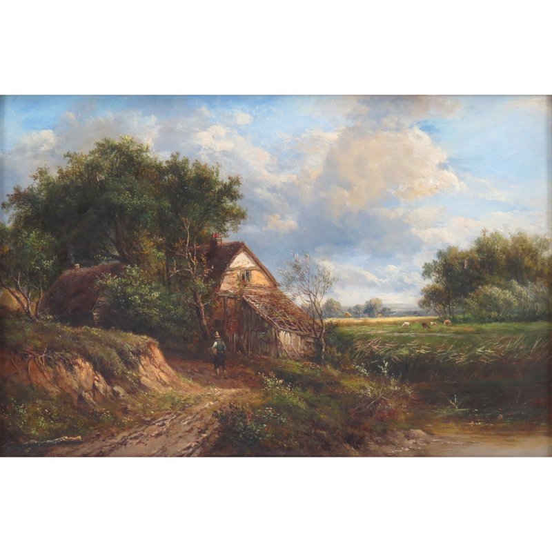 Joseph Thors, British (1835-1920) Oil on canvas "Cottage In Landscape"