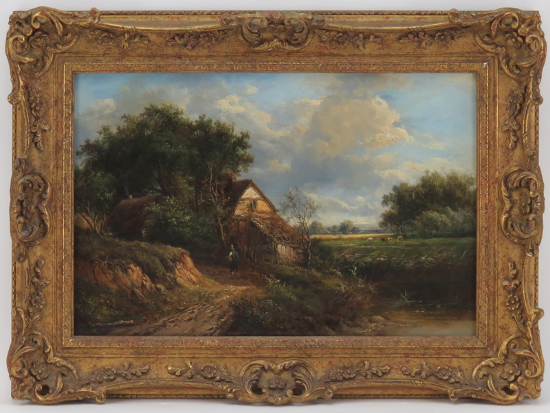 Joseph Thors, British (1835-1920) Oil on canvas "Cottage In Landscape"