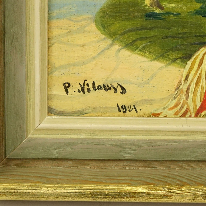 Circa 1921 Nilouss Russian, Four Women Oil on Artist Board