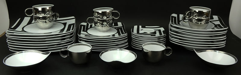 Forty Three (43) Piece Rosenthal-Continental Versace Dedalo Porcelain Dinner Service