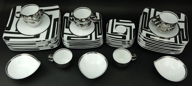 Forty Three (43) Piece Rosenthal-Continental Versace Dedalo Porcelain Dinner Service