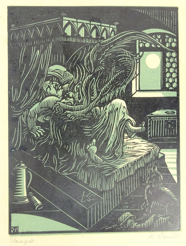 Two (2) Possibly German Expressionist Woodcut Prints