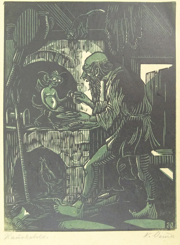 Two (2) Possibly German Expressionist Woodcut Prints