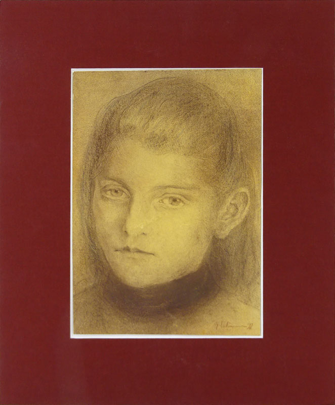 19th Century Austrian School Pencil and Charcoal On Paper "Portrait Of A Young Girl" Signed, illegibly and dated '99 lower right
