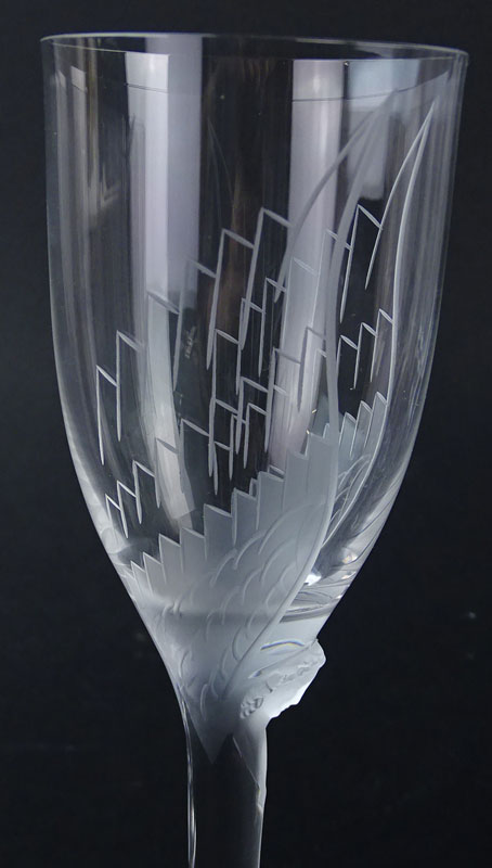 Ten (10) Lalique Crystal "Ange" Champagne Flutes