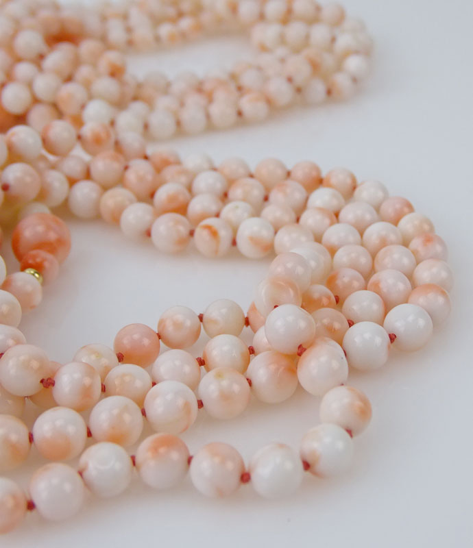 Lot of Six (6) Angel Skin Coral Beaded Necklaces