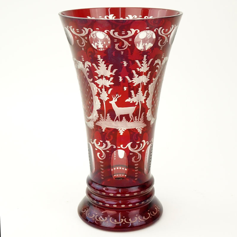 Antique Bohemian Glass Vase