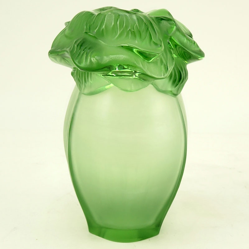 Lalique Green "Saint Barth" Crystal Vase