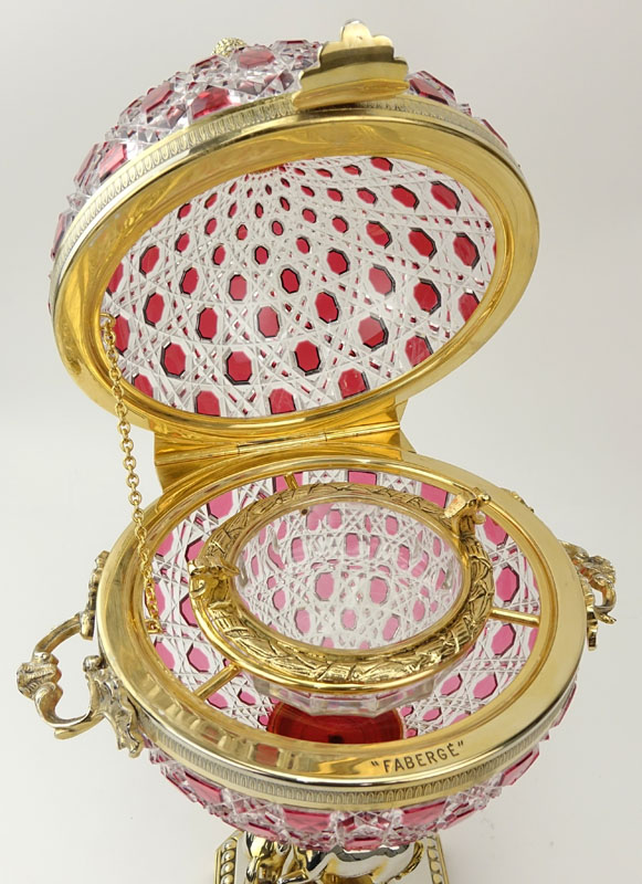 Fine Faberge Ruby Cut to Clear Czar Alexander Caviar Server