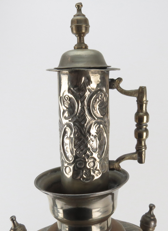 19th Century Russian Silvered Brass Samovar