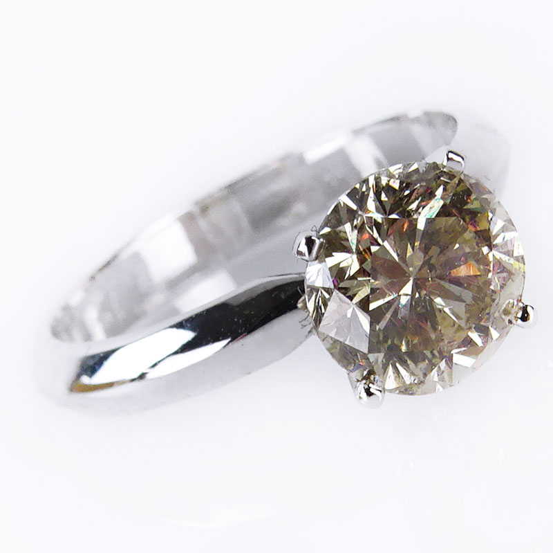 2.18 Carat Round Brilliant Cut Fancy Brown Diamond and 14 Karat  White Gold Engagement Ring.