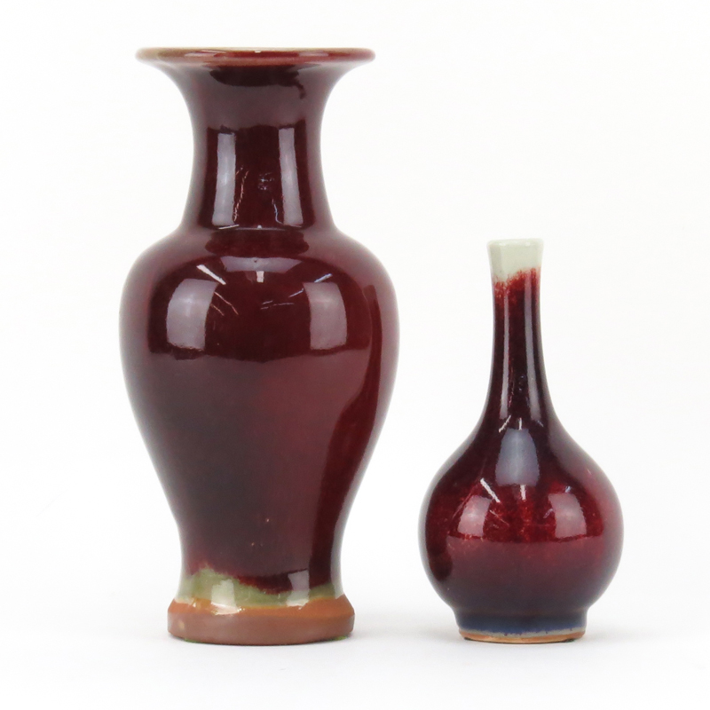Two (2) Chinese Sang De Boeuf Pottery Vases