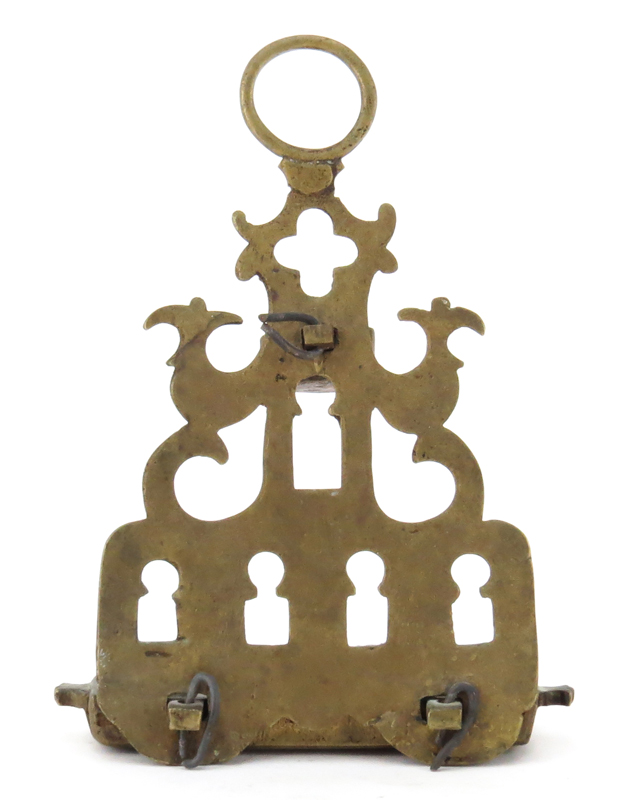 Early Judaica Moroccan Brass Menorah