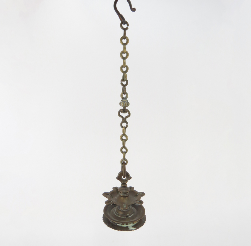 18-19th Century Judaica Probably Persian Hanging Brass Lamp