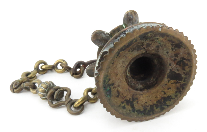 18-19th Century Judaica Probably Persian Hanging Brass Lamp