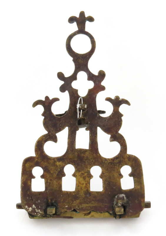 Early Judaica Brass Oil Menorah, Probably Persian