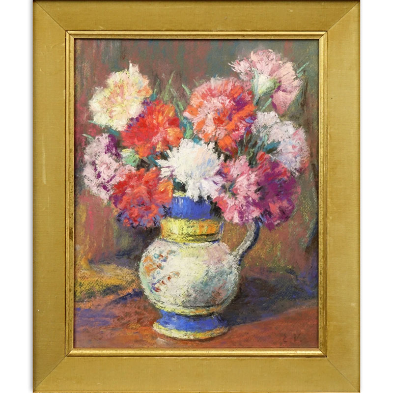 Attributed to: Édouard Vuillard, French (1868-1940) Pastel on Paper, Still Life with Flowers