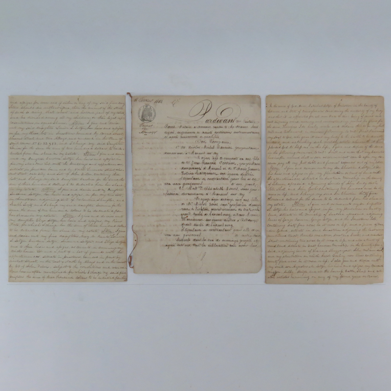 Two (2) Antique Possibly Papier Timbre Imperial Documents