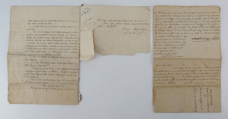 Two (2) Antique Possibly Papier Timbre Imperial Documents