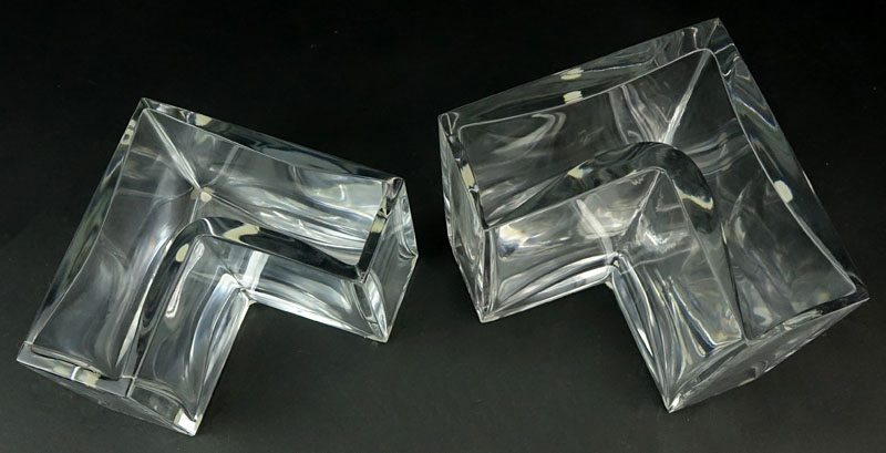Two (2) Baccarat Clear Crystal Auspicious Vases