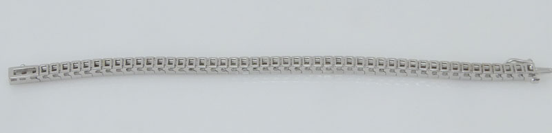 10.50 Carat Channel Set Princess Cut Diamond and 14 Karat White Gold In-line Bracelet.