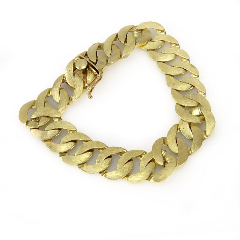 Man's Vintage 14 Karat Yellow Gold Wide Link Bracelet